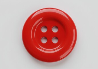 Glossy red button large circular isolated white background