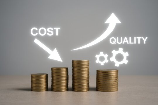 Cost Reduction and Quality Increase Concept for Business Optimization and Success Strategy in Corporate Management and Performance Enhancement