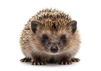 Obraz premium Cute hedgehog frontal view white isolated white background