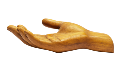 Wooden Hand Gesture Puppet on white background Artistic Marionette Expression PNG