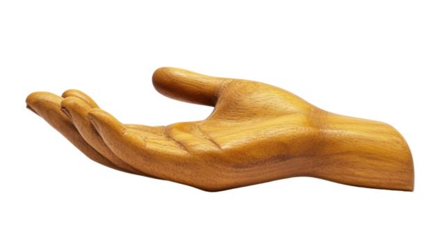 Wooden Hand Gesture Puppet on white background Artistic Marionette Expression PNG