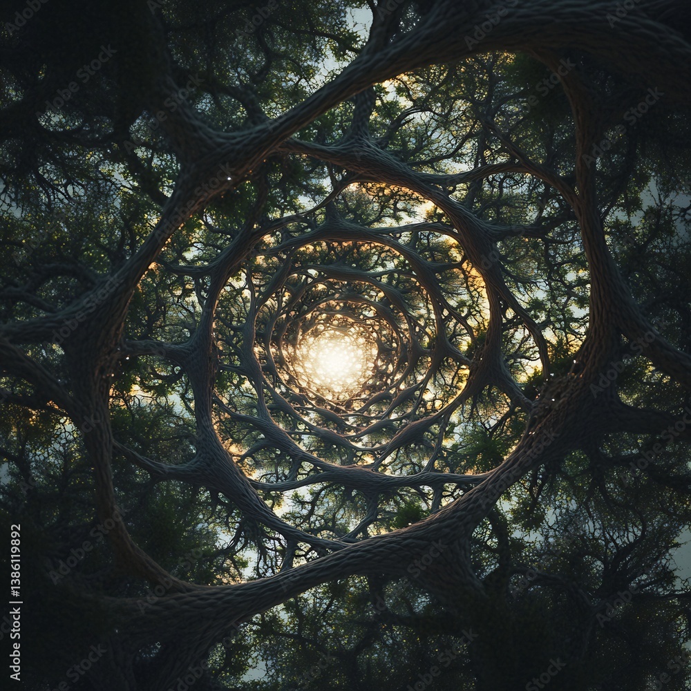 Fototapete mesmerizing fractal pattern formed leaf branch nature golden ratio hyper detailed symmetry ultra rea