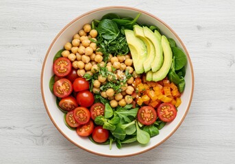 Vibrant salad bowl fresh ingredients isolated white background