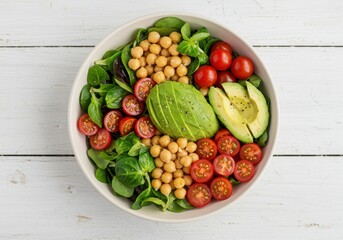 Vibrant salad bowl fresh ingredients isolated white background