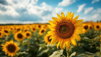 Obraz premium Summer Sunflower Field: A Vibrant Display of Nature's Beauty