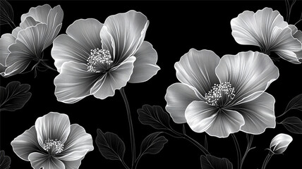 a black and white flower pattern