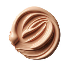 Creamy light beige foundation smudge on white background