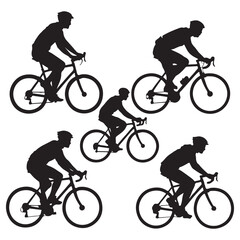 Bicycle silhouette vector set, with white background