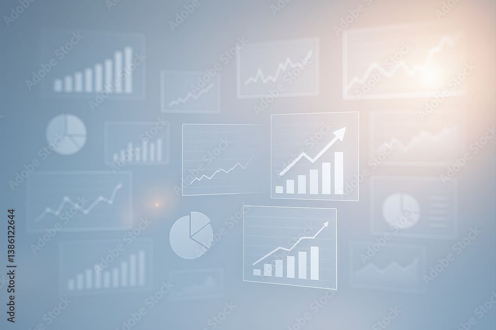 Poster charts and graphs with reflection light and flare for data gathering and statistical analysis
