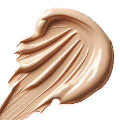 Creamy light beige foundation smudge on white background