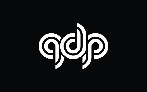 QDP Creative Unique Modern Letter Logo Design. Stylized logo featuring a unique letter design, presenting abstract minimalist aesthetics and modern appeal.
