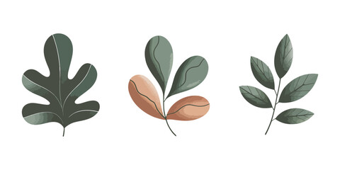 green leaves isolated on white, simple flower icons. incredible flower icons art. simple flower vector, Green leaf ecology nature element vector icon set, Leaf Icon pack, green leaf ecology nature.