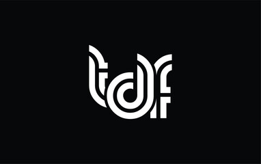 TDF Creative Unique Modern Letter Logo Design. Stylized logo featuring a unique letter design, presenting abstract minimalist aesthetics and modern appeal.