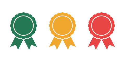 Set of sketched bow and ribbon. Hand drawn vintage line art vector illustration, Award Badges, Set of the Ribbons and Badges, Awareness Concept With Different Color Ribbons On White Background, Award.