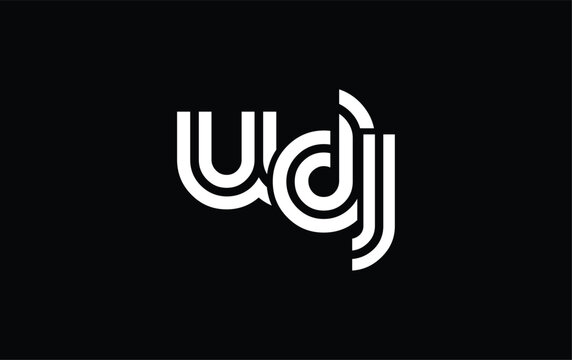 UDJ Creative Unique Modern Letter Logo Design. Stylized logo featuring a unique letter design, presenting abstract minimalist aesthetics and modern appeal.