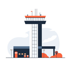 Fire station isolated white background 