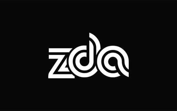 ZDA Creative Unique Modern Letter Logo Design. Stylized logo featuring a unique letter design, presenting abstract minimalist aesthetics and modern appeal.