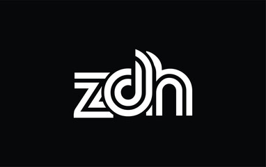 ZDH Creative Unique Modern Letter Logo Design. Stylized logo featuring a unique letter design, presenting abstract minimalist aesthetics and modern appeal.