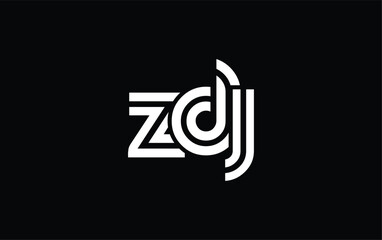 ZDJ Creative Unique Modern Letter Logo Design. Stylized logo featuring a unique letter design, presenting abstract minimalist aesthetics and modern appeal.