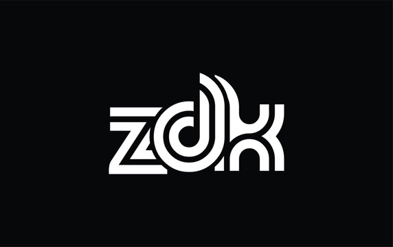 ZDK Creative Unique Modern Letter Logo Design. Stylized logo featuring a unique letter design, presenting abstract minimalist aesthetics and modern appeal.