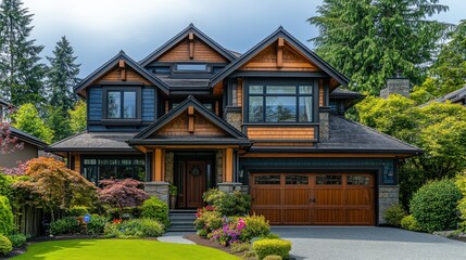 Fototapeta premium Stylish, modern, family home with mixed exterior