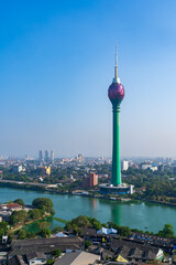 Colombo city skyline with modern architecture and Lotus Tower. Travel and architecture.