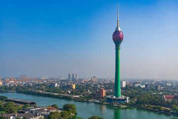 Colombo city skyline with modern architecture and Lotus Tower. Travel and architecture.
