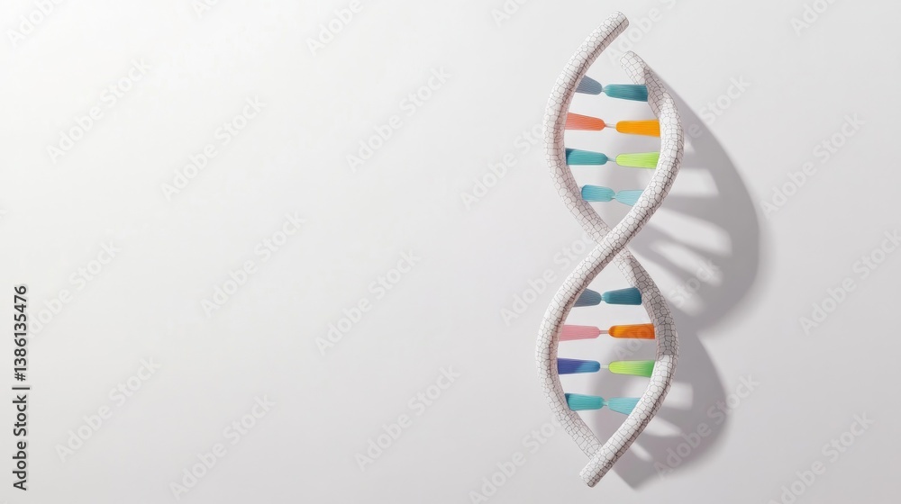 Aufkleber minimalistic image of dna helix on white backdrop shadows subtly emphasizing its curves adorned with
