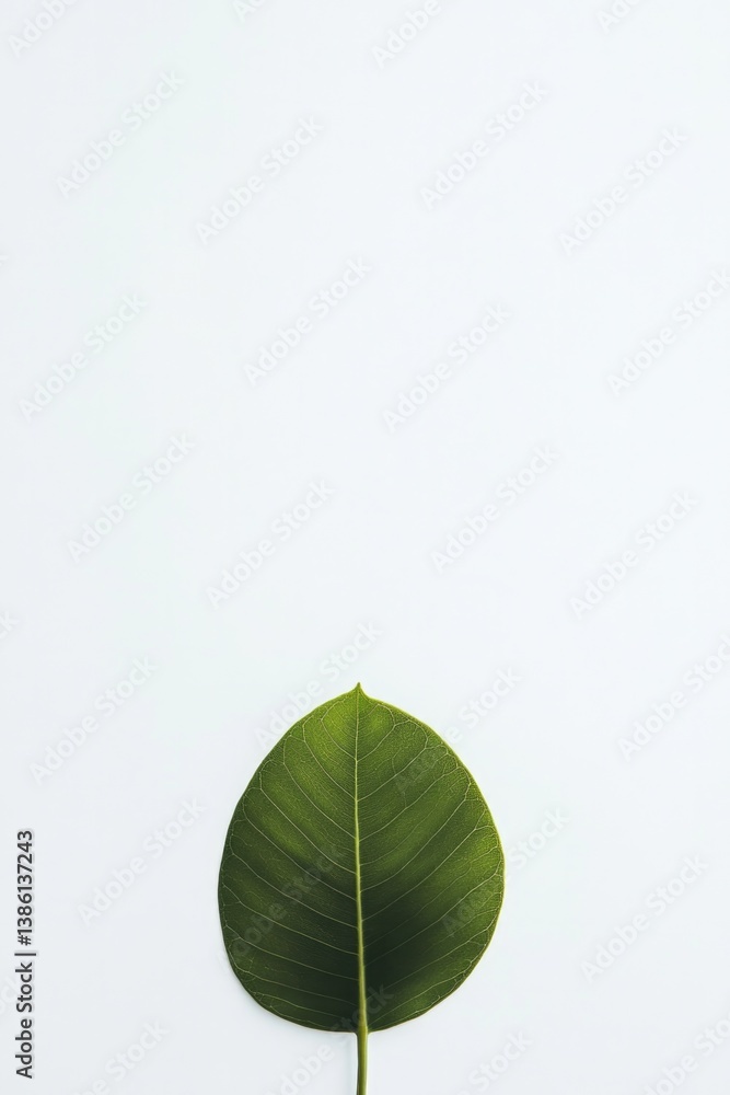 Aufkleber minimalistic photo of isolated green leaf with visible details on clean white background symbolizing