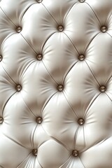 Fototapeta premium Luxurious Ivory Leather Upholstery with Diamond Pattern and Elegant Button Tufting for Sophisticated Design and Texture Richness