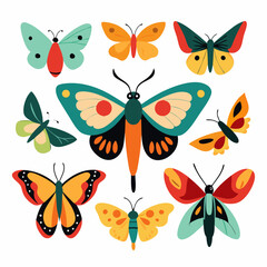set of butterflies