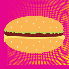 Pop Art multicolored background with burger