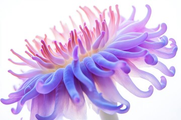 Obraz premium Close-up of Anemone with Delicate Violet and Pink Petals on White