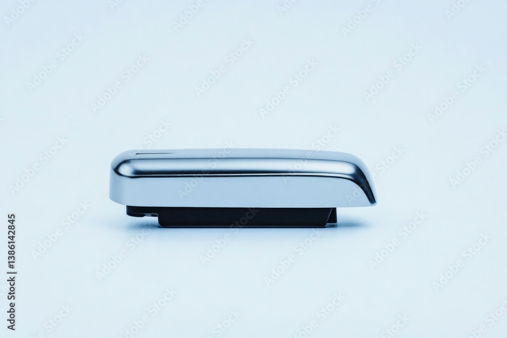 Poster of sleek modern stapler placed on pristine white backdrop to highlight its form and function