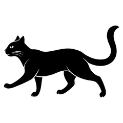 A cat running silhouette on white background.