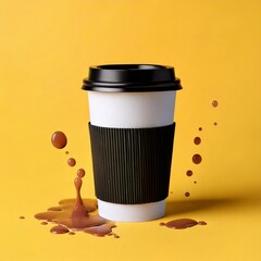 AI coffee cup with coffee spilling out