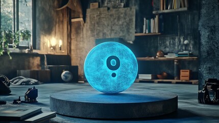 Glowing orb levitates in artist's studio, mystery