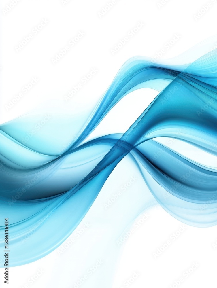Poster elegant flowing blue waves on a white backdrop creating a sense of movement and fluidity for modern 