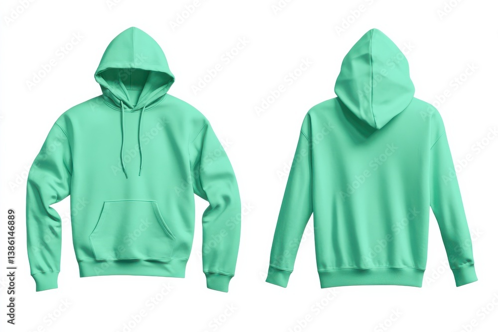 Poster mint green hoodie displayed from front and back, highlighting design and comfort for casual wear in 