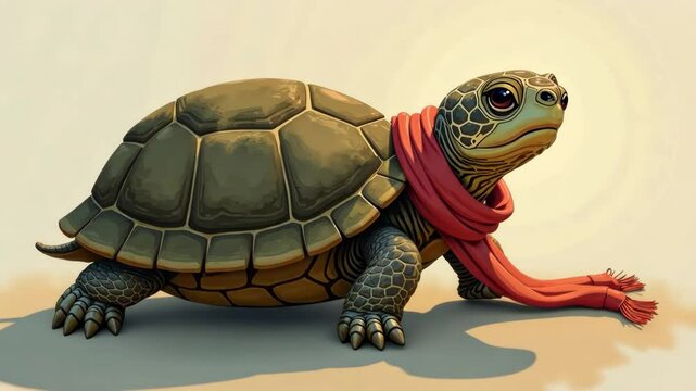 Turtle wearing red scarf