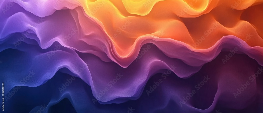 Poster gradient mesh abstract background with soft flowing waves in orange purple and blue colors for moder
