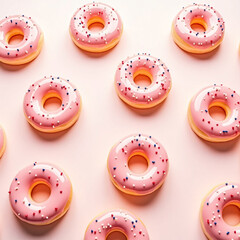 Fototapeta premium Pink Donuts on a White Background