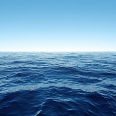 Obraz premium Serene expanse of ocean meeting clear blue sky evoking tranquility and vastness in a minimalist seascape capturing open horizon