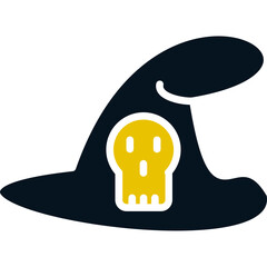 Witch Hat, Black and Yellow Design Witch Hat, Witch Hat Line Icon