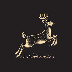 Fototapeta premium Buck Vector Illustration – Vintage Retro Logo Design on Black Background