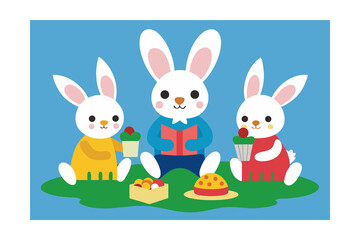 easter bunny with eggs