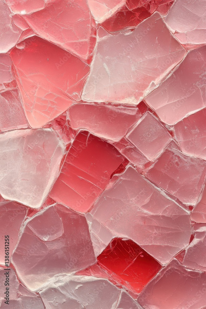 Poster captivating aerial view of vibrant pink salt crystals creating a geometric mosaic pattern with uniqu