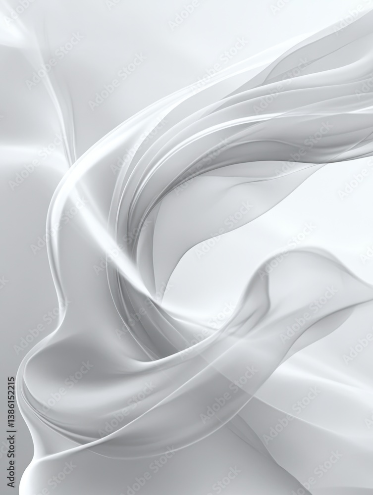 Poster elegant flowing white fabric abstract design with smooth curves and light reflections creating a ser