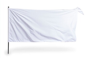 Waving White Flag on Pole Isolated for Mockup or Surrender
