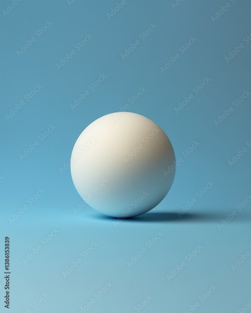 Poster minimalist composition of a white sphere against a serene light blue background creating a calm and 